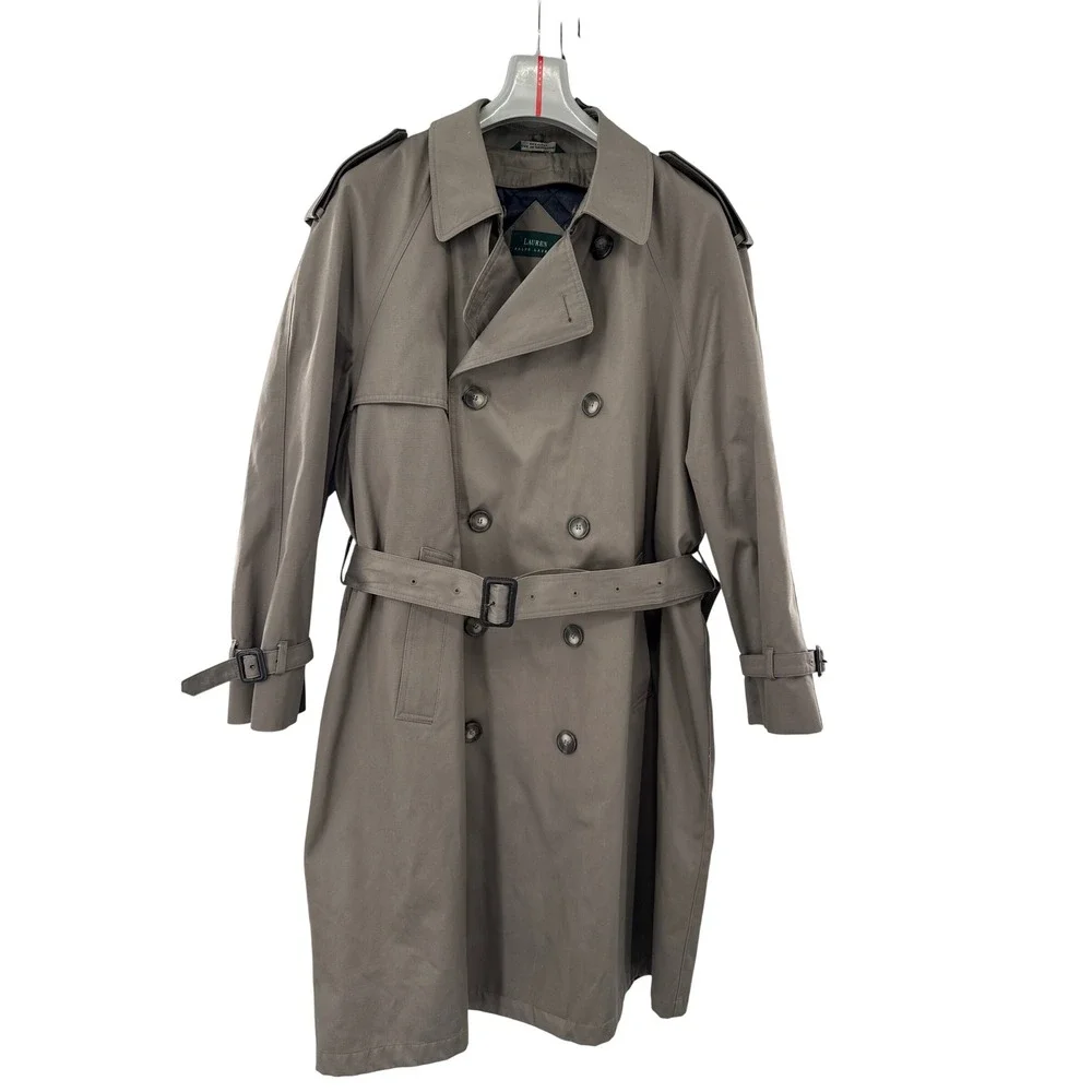Lauren Ralph Lauren Men Double Breasted Trench Coat Quilted Removable Lining 44S